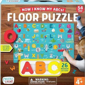 ABC 3 in 1 Puzzle Set 54 Piece Thick Cardboard & Wood Alphabet Pieces - Toddler